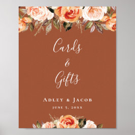 Anpassningsbar Terracotta Boho Blommigt Bröllop Si Poster