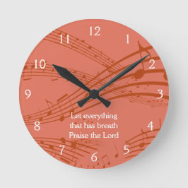 Anpassningsbar Terracotta MUSIK NOTER  Rund Klocka