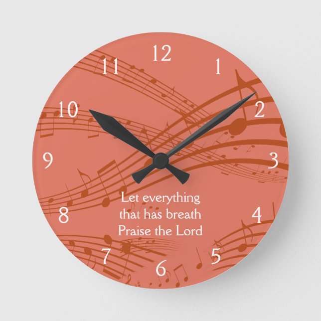 Anpassningsbar Terracotta MUSIK NOTER  Rund Klocka (Framsida)