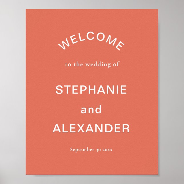 Anpassningsbar Terracotta Välkommen till Bröllop P Poster (Framsidan)