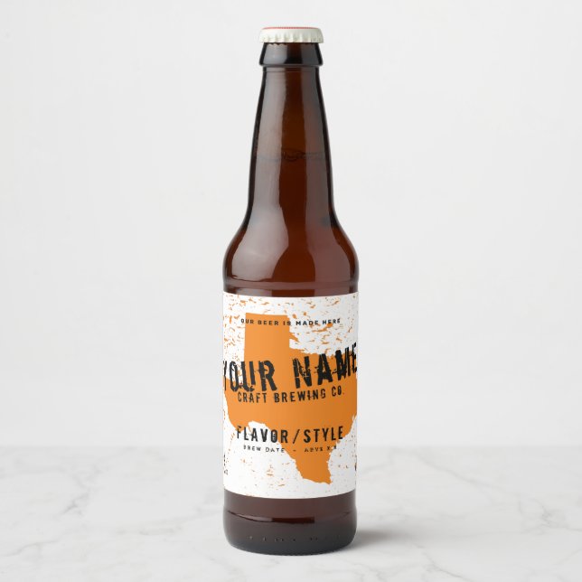 Anpassningsbar Texas Craft Beer Labels Ölflaska Etikett (Framsida)