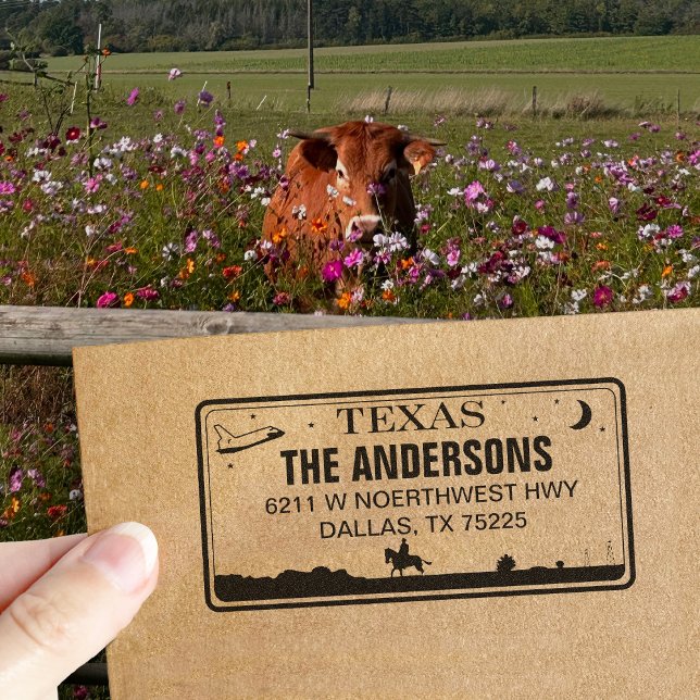Anpassningsbar Texas License Plate Returadress Fri Självfärgande Stämpel (Skapare uppladdad)