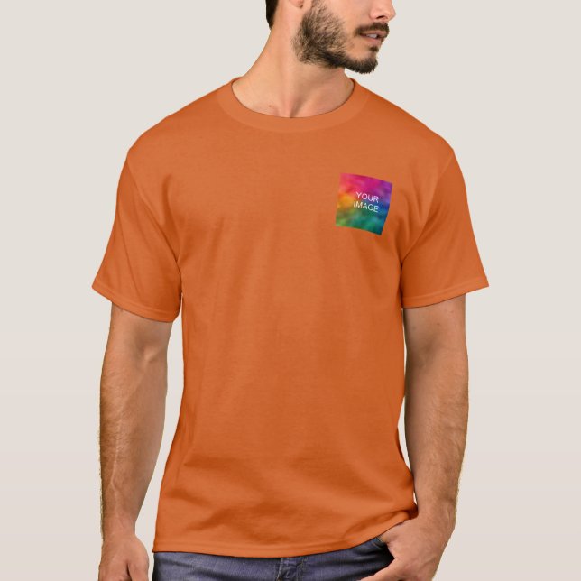 Anpassningsbar Texas Orange Add Image Logotyp Temp T Shirt (Framsida)