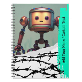 ANPASSNINGSBAR TEXT - AI-bild - Cute Robot Noteboo Anteckningsbok
