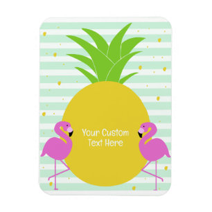 Anpassningsbar Text Ananas Flamingos Magnet