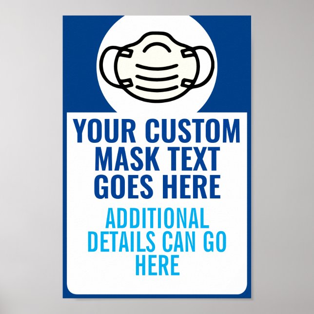 Anpassningsbar Text Ansikte Mask Regler Alert Busi Poster (Framsidan)