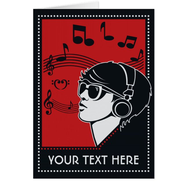 Anpassningsbar Text Art Deco Music-kort Hälsningskort (Framsidan)