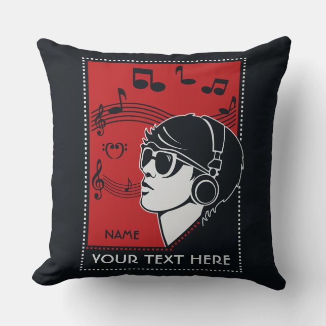 Anpassningsbar Text Art Deco Music-kudde Kudde (Framsida)