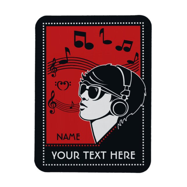 Anpassningsbar Text Art Deco Music magnet (Vertikal)