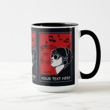 Anpassningsbar Text Art Deco Music mugg