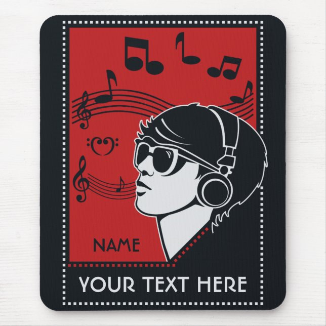 Anpassningsbar Text Art Deco Music-muspekare Musmatta (Framsidan)