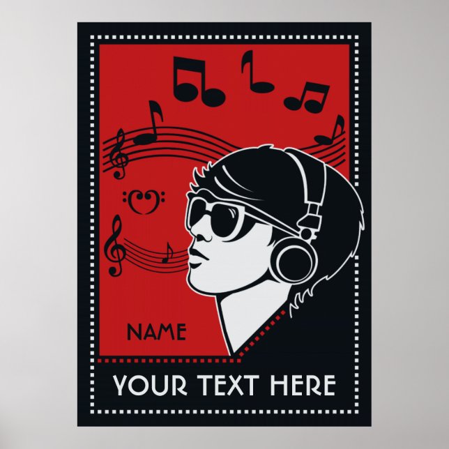 Anpassningsbar Text Art Deco Music Poster (Framsidan)