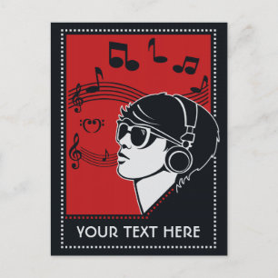 Anpassningsbar Text Art Deco Music-vykort Vykort