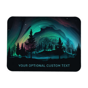 Anpassningsbar Text Aurora Borealis Illustration Magnet