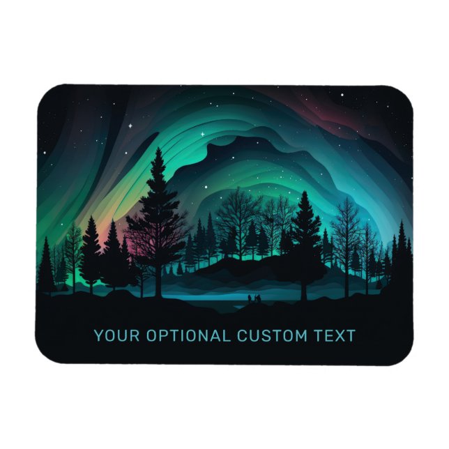 Anpassningsbar Text Aurora Borealis Illustration Magnet (Horisontell)
