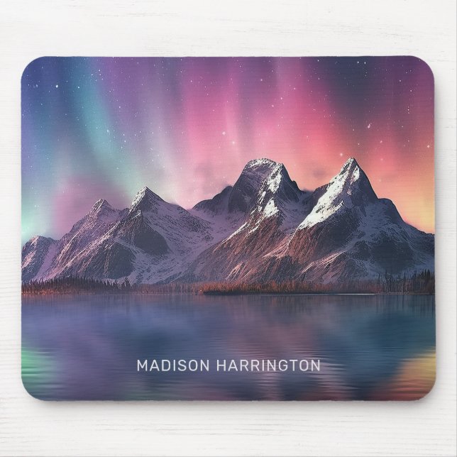 Anpassningsbar Text Aurora Borealis Musmatta (Framsidan)
