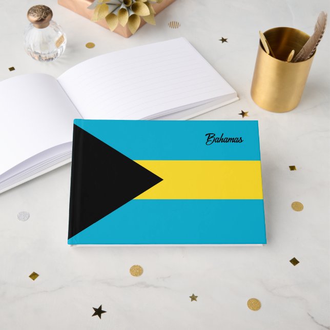 Anpassningsbar Text Bahamas Flagga Gästböcker (Framsida öppen)