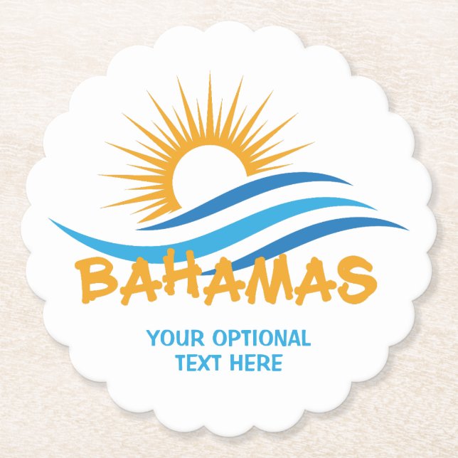 Anpassningsbar Text Bahamas Underlägg Papper (Framsida)