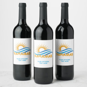 Anpassningsbar Text Bahamas Vinflaska Etikett