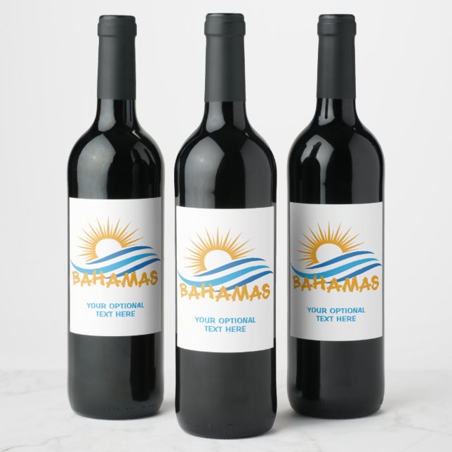 Anpassningsbar Text Bahamas Vinflaska Etikett (Flaskor)
