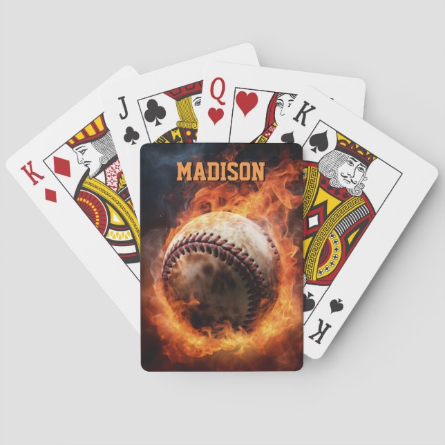 Anpassningsbar Text Baseball on Fire Casinokort (Baksidan)