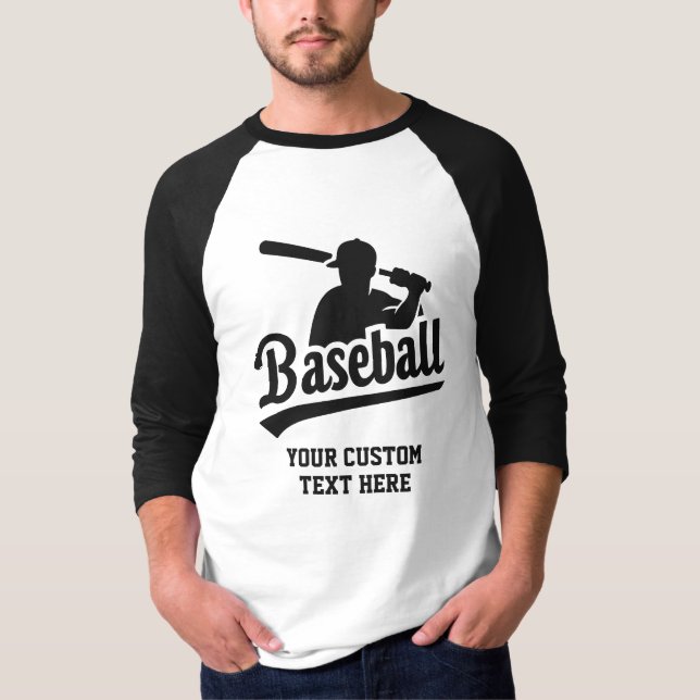 Anpassningsbar Text Baseball T Shirt (Framsida)