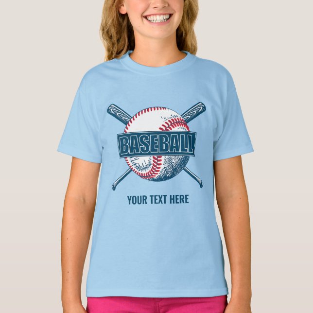 Anpassningsbar Text Baseball T Shirt (Framsida)