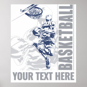 Anpassningsbar Text Basketball Player Poster
