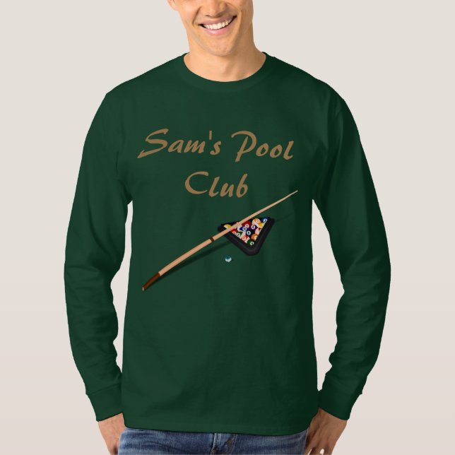 Anpassningsbar Text Bassäng Hall Billiards Grönt T Shirt (Framsida)