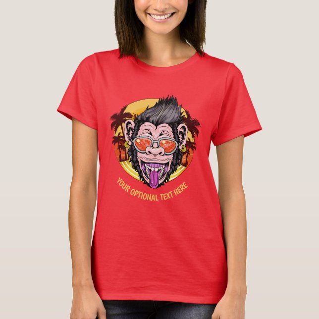 Anpassningsbar Text Beach Monkey-kläder T Shirt (Framsida)
