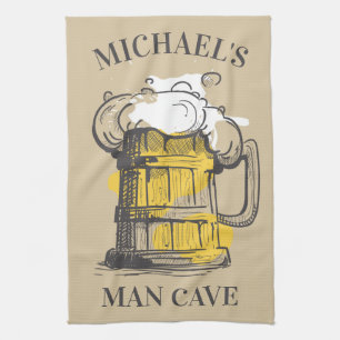 Anpassningsbar text Beer-illustration Kökshandduk