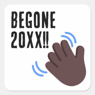 Anpassningsbar Text Begone 20XX Mörk Wave Hand Emo Fyrkantigt Klistermärke