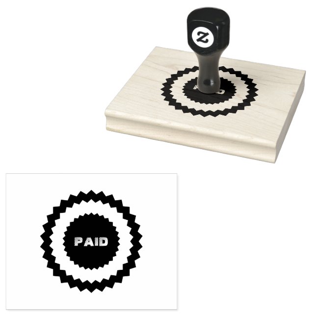 Anpassningsbar Text BETALAT Hållbar Grönt av trä H Stämpel (Stämplad)