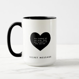 Anpassningsbar Text Black Heart SECRET-MEDDELANDE Mugg