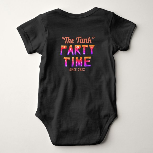 Anpassningsbar Text Black Party Time Firande Birth T Shirt (Baksida)