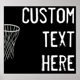 Anpassningsbar Text Black & White Basketball Playe Poster