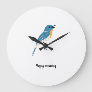 Anpassningsbar Text Blue Bird Stor Klocka