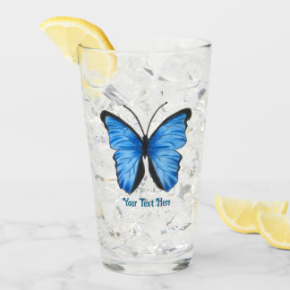 Anpassningsbar Text Blue Butterfly Glaskopp