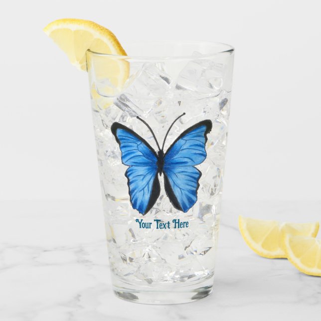 Anpassningsbar Text Blue Butterfly Glaskopp (Framsida Ice)