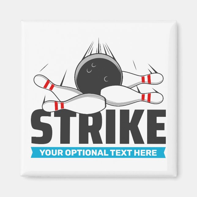 Anpassningsbar Text Bowling Strejka Magnet (Framsidan)