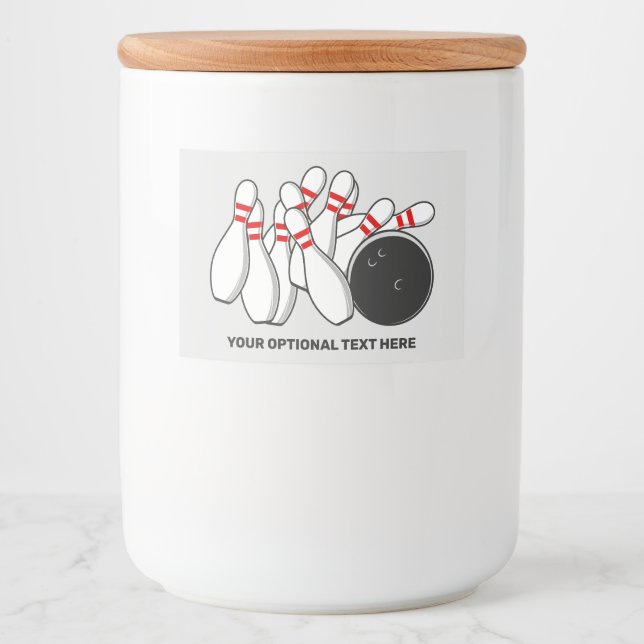 Anpassningsbar Text Bowling Strejka Mat Etiketter (Framsida)