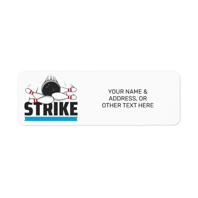 Anpassningsbar Text Bowling Strejka Returadress Etikett (Framsidan)