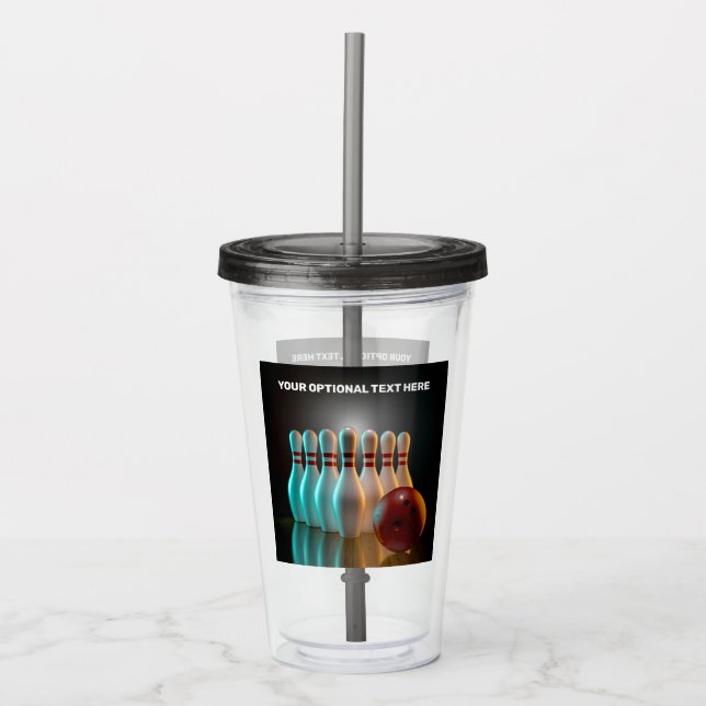 Anpassningsbar Text Bowling Strejka Take Away Mugg (Framsida)