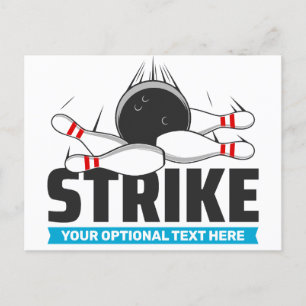 Anpassningsbar Text Bowling Strejka Vykort