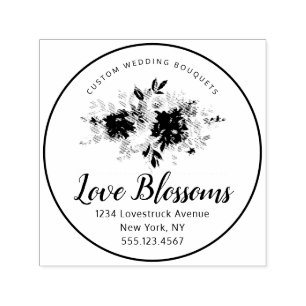 Anpassningsbar Text Bröllop Florist Logotyp Bouque Självfärgande Stämpel