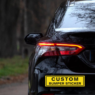 Anpassningsbar Text Bumper Sticker - skarp gult mo Bildekal