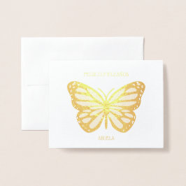 Anpassningsbar text Butterfly-födelsedagskalas gul Folierat Kort