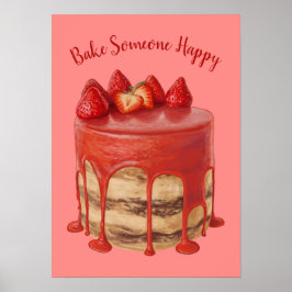 Anpassningsbar text Cake Illustration poster