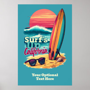 Anpassningsbar Text California Surfing Poster