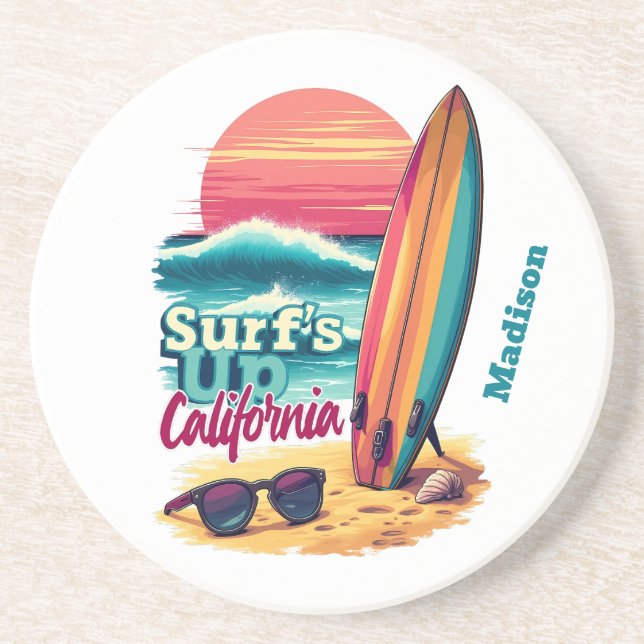 Anpassningsbar Text California Surfing Underlägg (Framsidan)